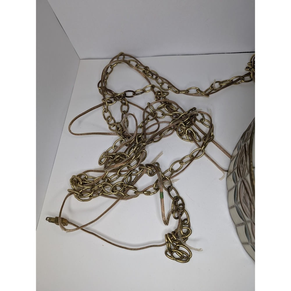 Vintage Tiffany Style Swag Lamp Plastic Hanging Roses Gold Chain WORKS - Picture 6 of 13